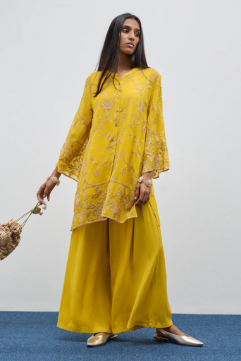 yellow embellished dress for haldi