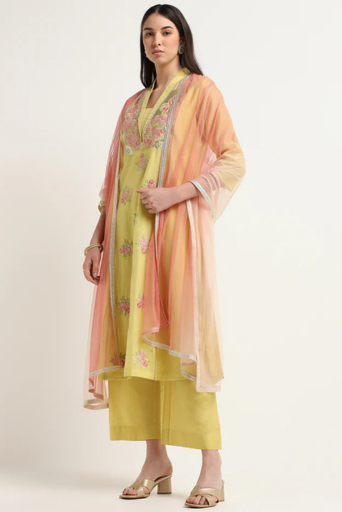 yellow ethnic dress for women